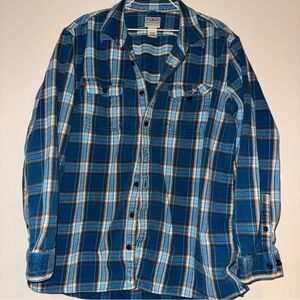 L.L. Bean Blue Plaid Flannel Shirt